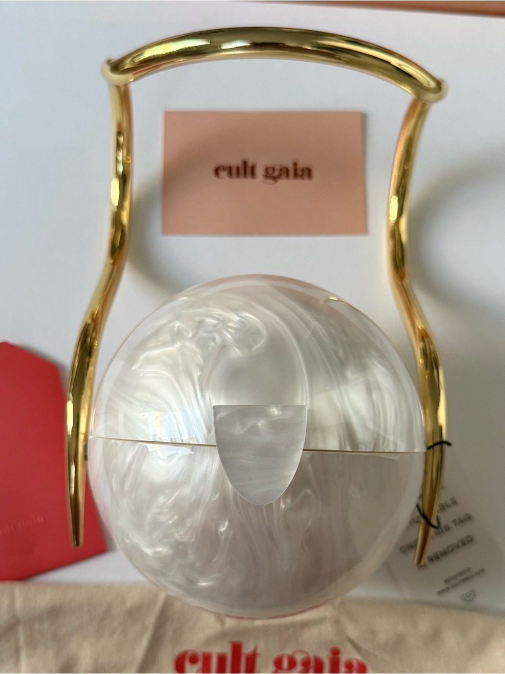 CULT GAIA. Brand New Pearl Acrylic Metal Top-Handle Bag. $498. - Picture 3 of 16